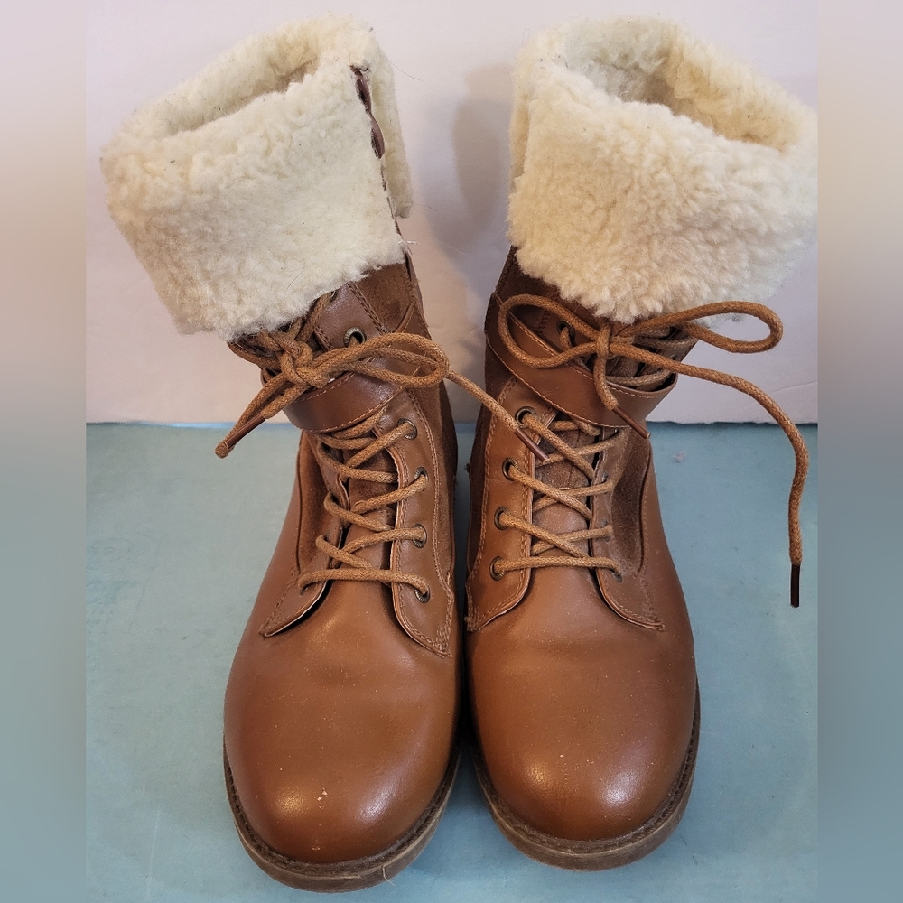 Womens UGG Brown Shearling-Lined Winter Boots sz 9 #1074-2500